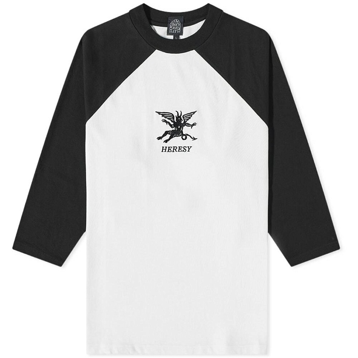 Photo: Heresy Men's Demon Baseball Shirt in Ecru/Black