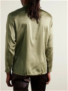 TOM FORD - Silk-Blend Satin Henley Pyjama Top - Green