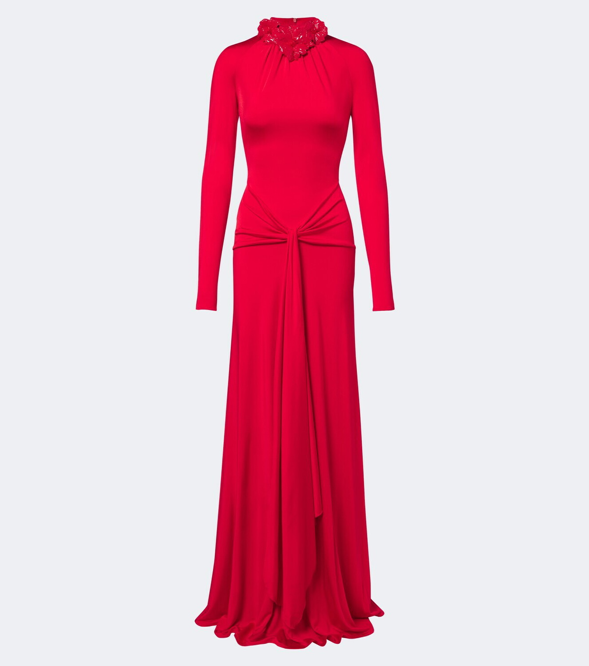 David Koma Draped floral-appliqué gown