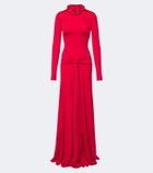 David Koma Draped floral-appliqué gown