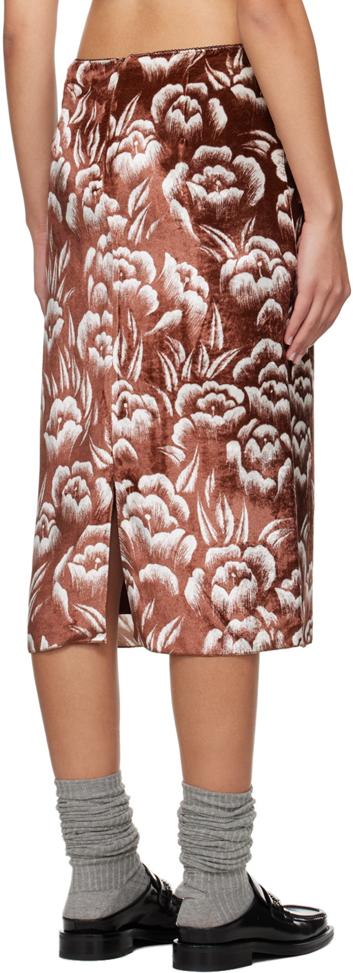 Meryll Rogge Brown Floral Midi Skirt
