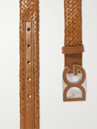 DOLCE & GABBANA - 3cm Woven Leather Belt - Brown