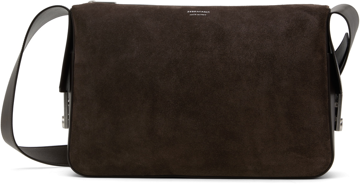 Ferragamo Brown Medium 'Gancini' Buckles Bag