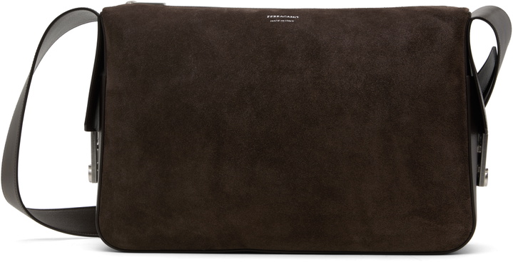 Photo: Ferragamo Brown Medium 'Gancini' Buckles Bag