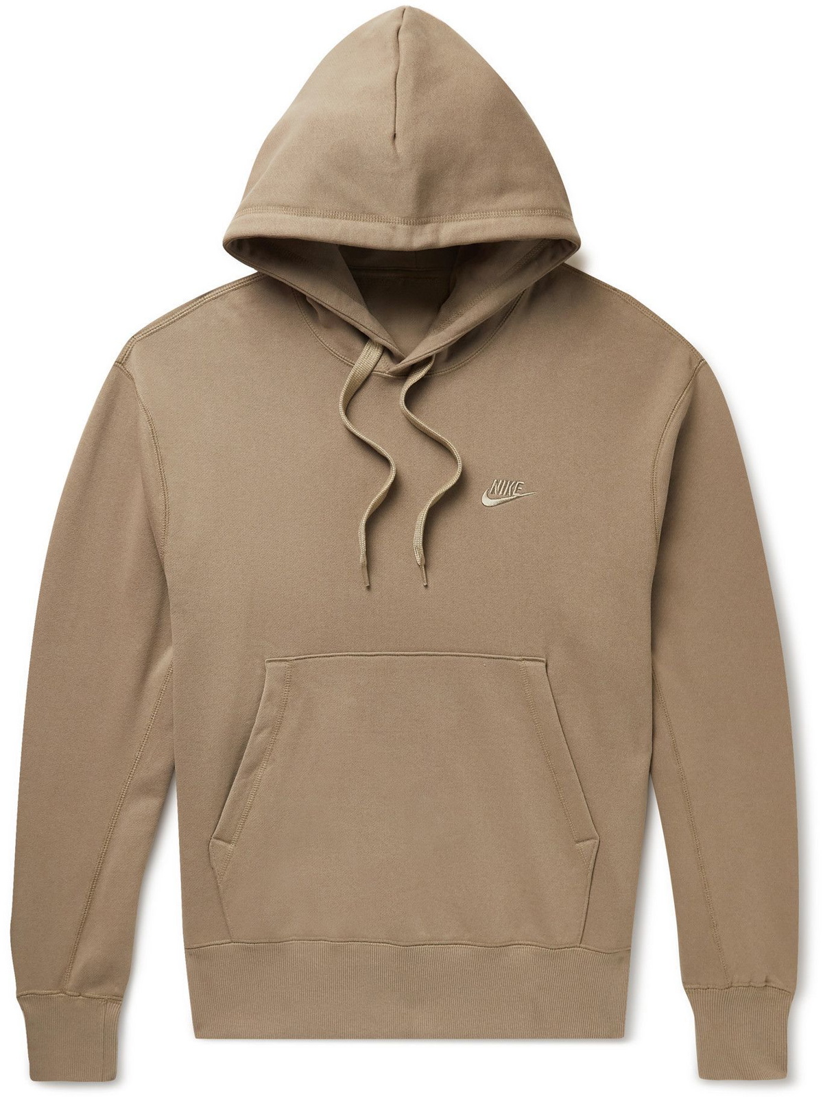 verkeer String string Atletisch Nike - Sportswear Logo-Embroidered Cotton-Jersey Hoodie - Brown Nike