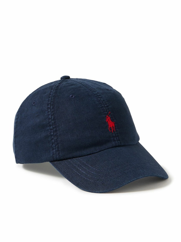 Photo: Polo Ralph Lauren - Leather-Trimmed Logo-Embroidered Linen Baseball Cap