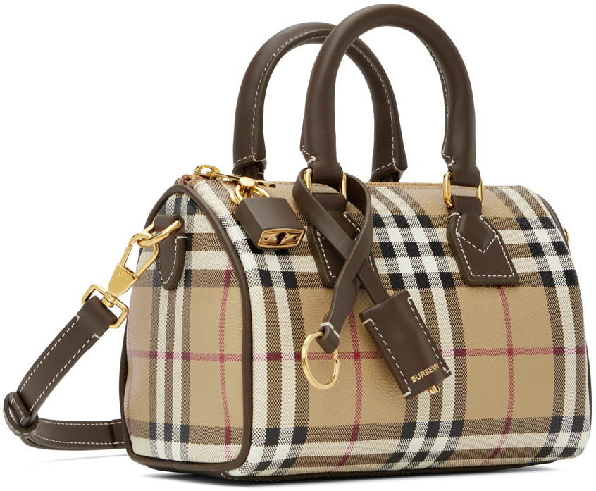 Burberry Beige Mini Check Bowling Bag
