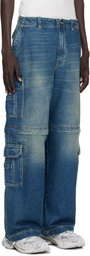 VETEMENTS Blue Hip-Hop Denim Cargo Pants