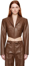 Aleksandre Akhalkatsishvili SSENSE Exclusive Brown Faux-Leather Jacket
