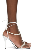 Saint Laurent White Pearl Luna 95 Sandals