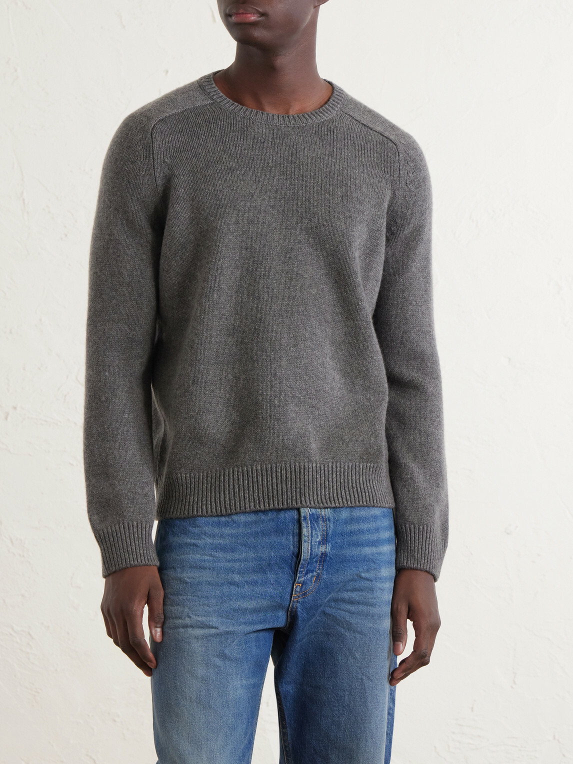 SAINT LAURENT - Cashmere and Wool-Blend Sweater - Gray