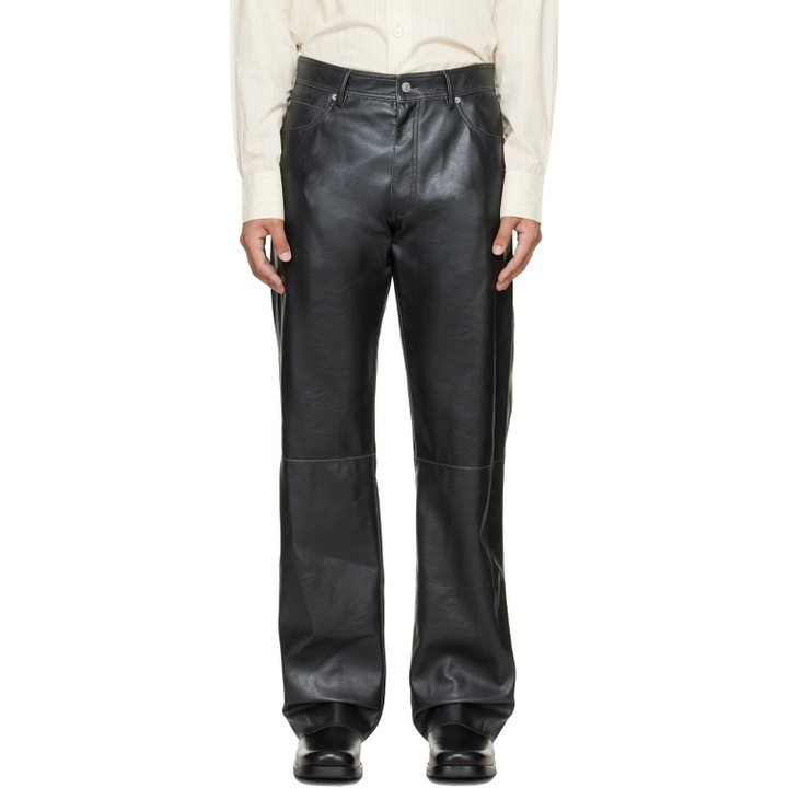 Photo: MM6 Maison Margiela Black Faux-Leather Pants