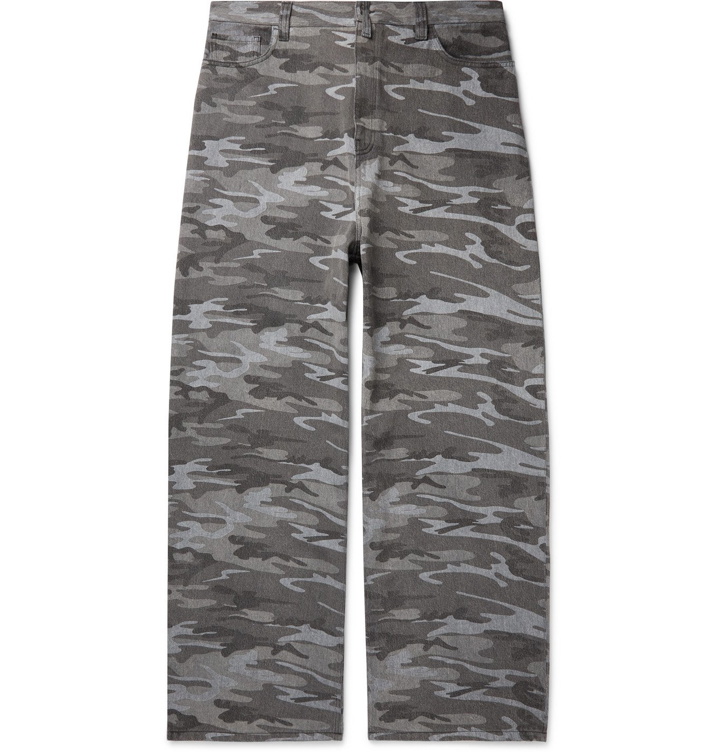Photo: BALENCIAGA - Wide-Leg Camouflage-Print Denim Jeans - Multi