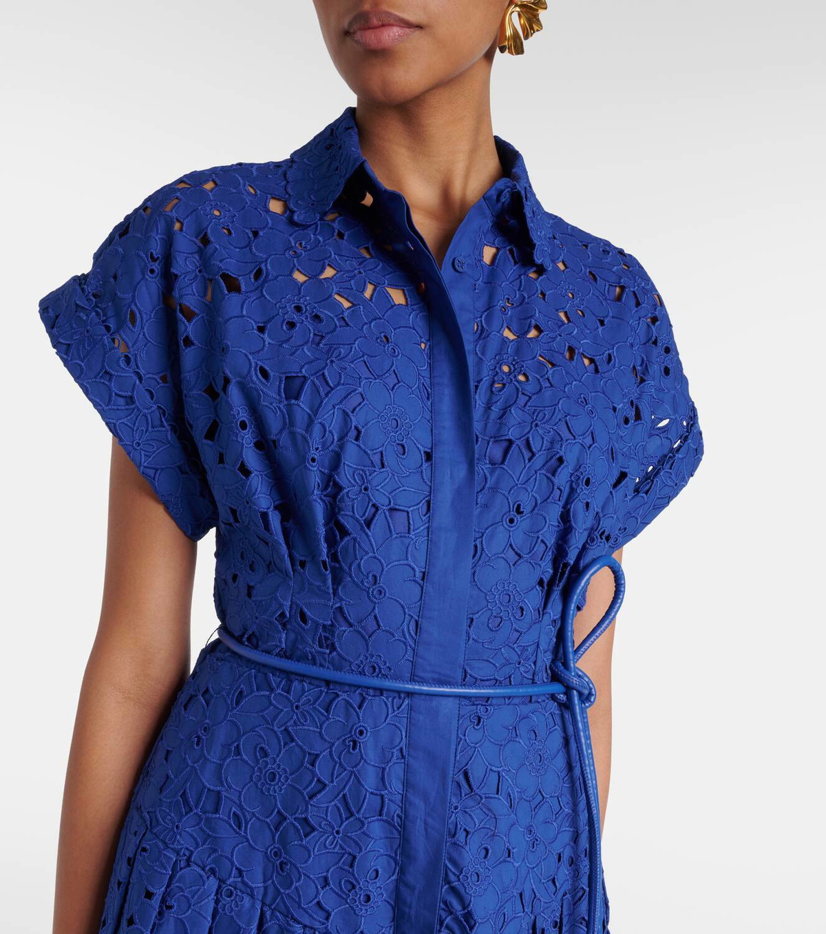 slim fit dress slacks Off White Collared Button Down Floral Crochet Lace Dress – SSYS main image 1
