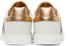 Dolce & Gabbana White & Gold Portofino Low Sneakers