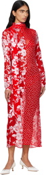 Marine Serre Red Regenerated Raso Silk Scarves Ls Maxi Dress