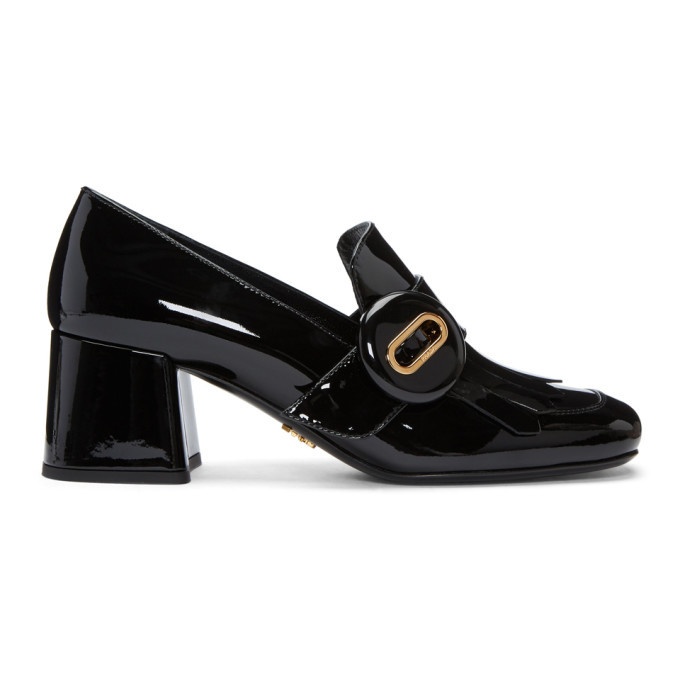 Photo: Prada Black Patent Fringed Loafer Heels