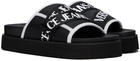 Versace Jeans Couture Black & White Logo Platform Sandals