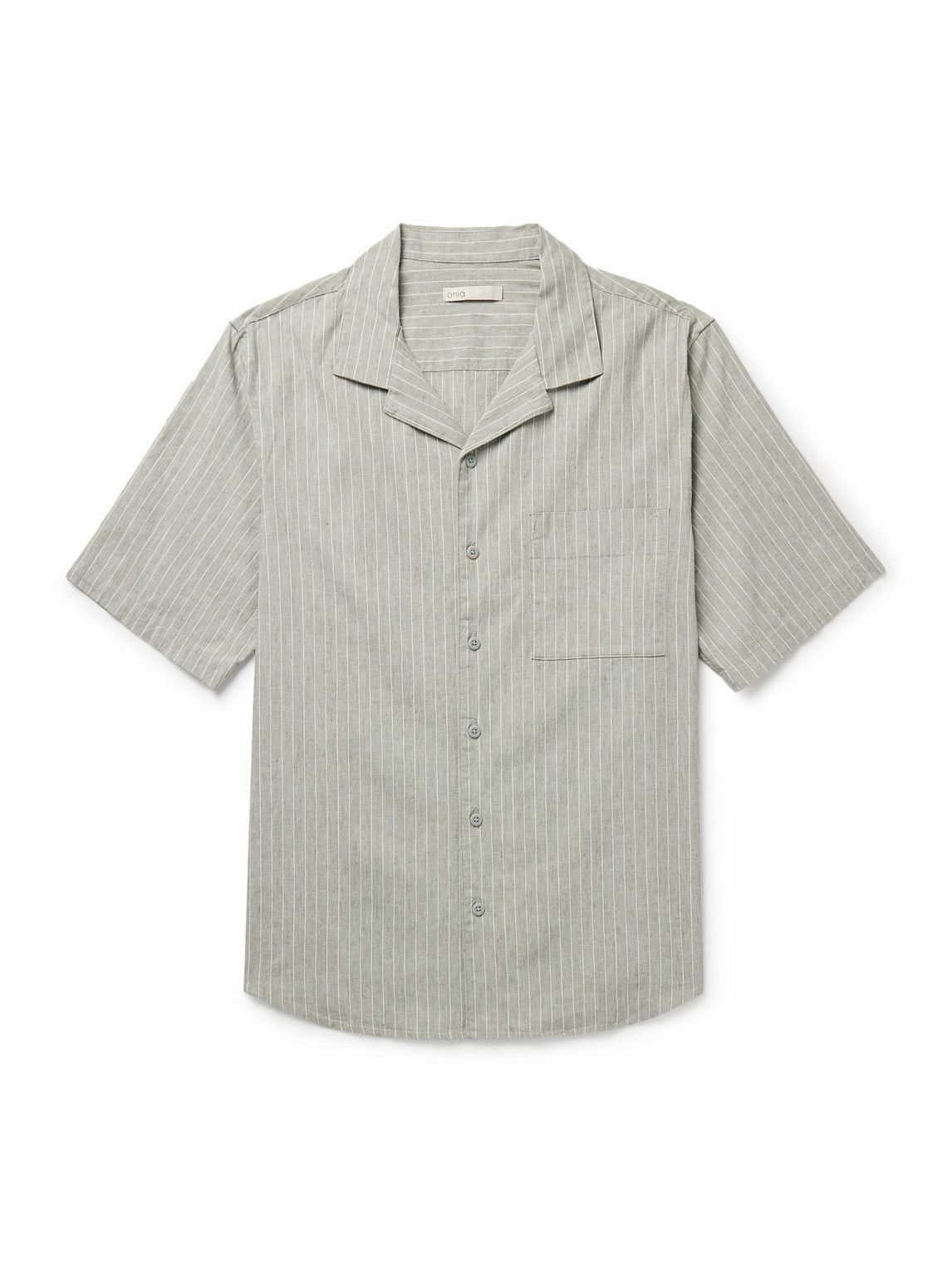 Onia - Vacation Camp-Collar Striped Linen-Blend Shirt - Green