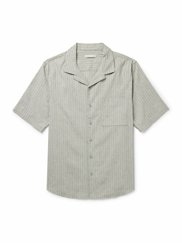 Photo: Onia - Vacation Camp-Collar Striped Linen-Blend Shirt - Green
