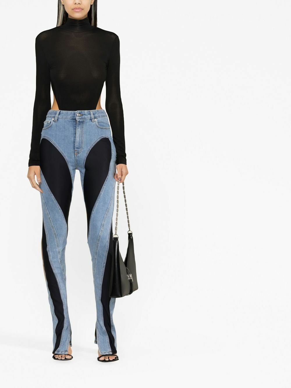 Mugler Blue Two-Tone Skinny Jeans Mugler
