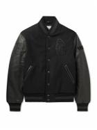 Golden Bear - The Albany Logo-Appliqued Wool-Blend and Leather Bomber Jacket - Black