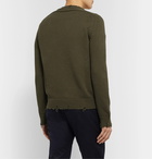 SAINT LAURENT - Slim-Fit Distressed Ribbed Cotton Sweater - Green