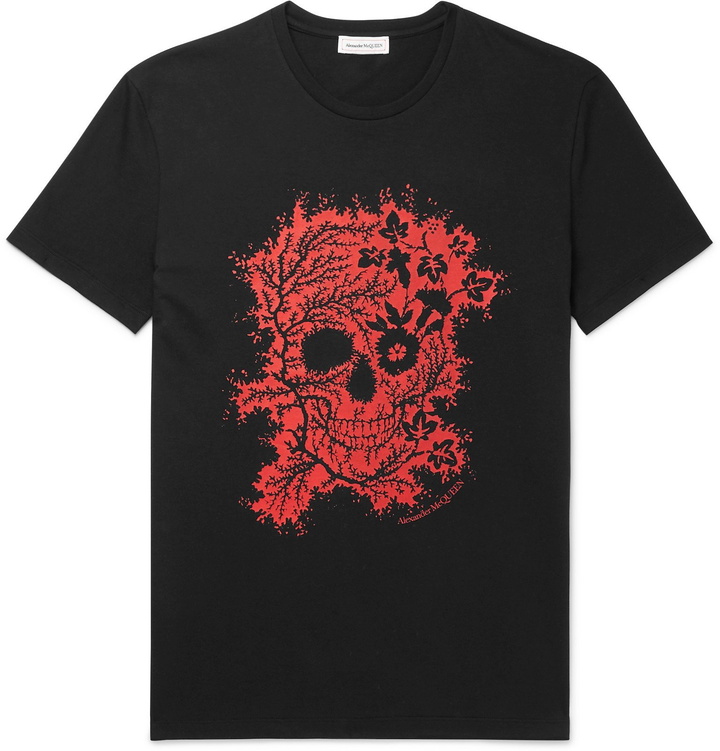 Photo: Alexander McQueen - Printed Cotton-Jersey T-Shirt - Black