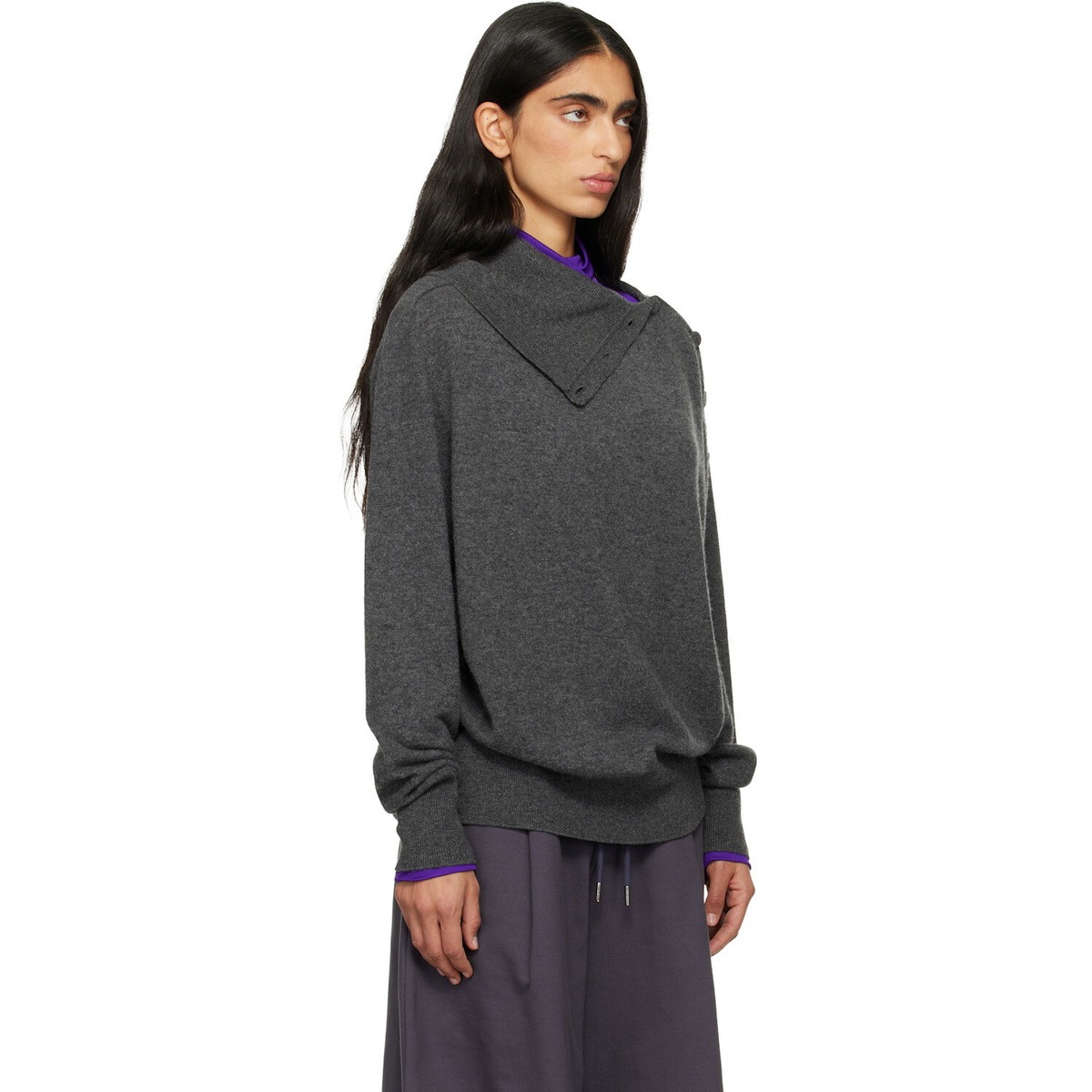 Dries Van Noten Gray Loose Cashmere Turtleneck