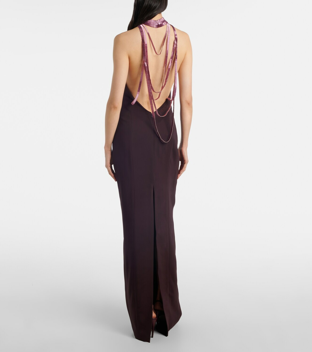 The Attico Embellished satin gown