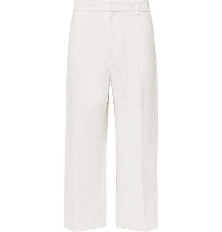 Photo: Studio Nicholson - Suedehead Wide-Leg Cropped Brushed Cotton-Twill Trousers - Men - Off-white
