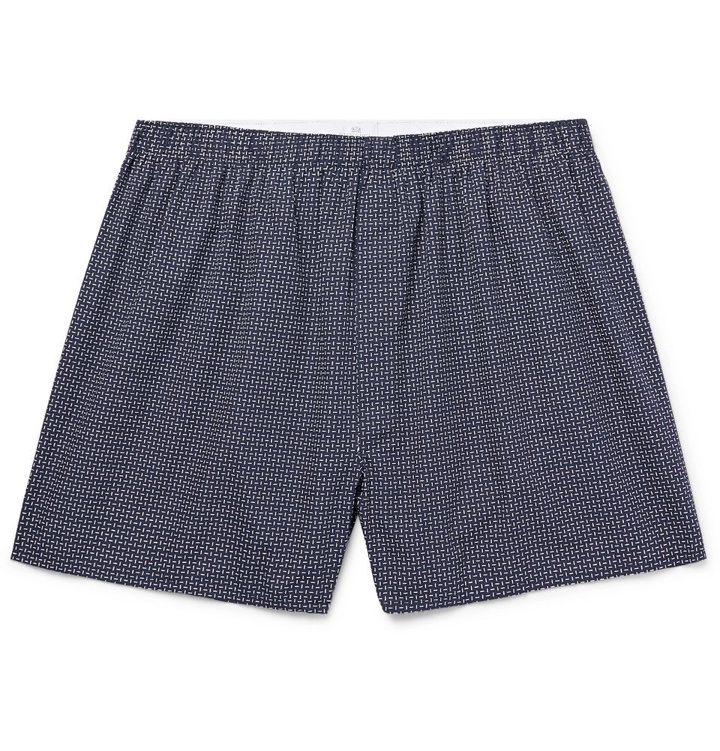 Photo: Sunspel - Printed Cotton Boxer Shorts - Men - Navy