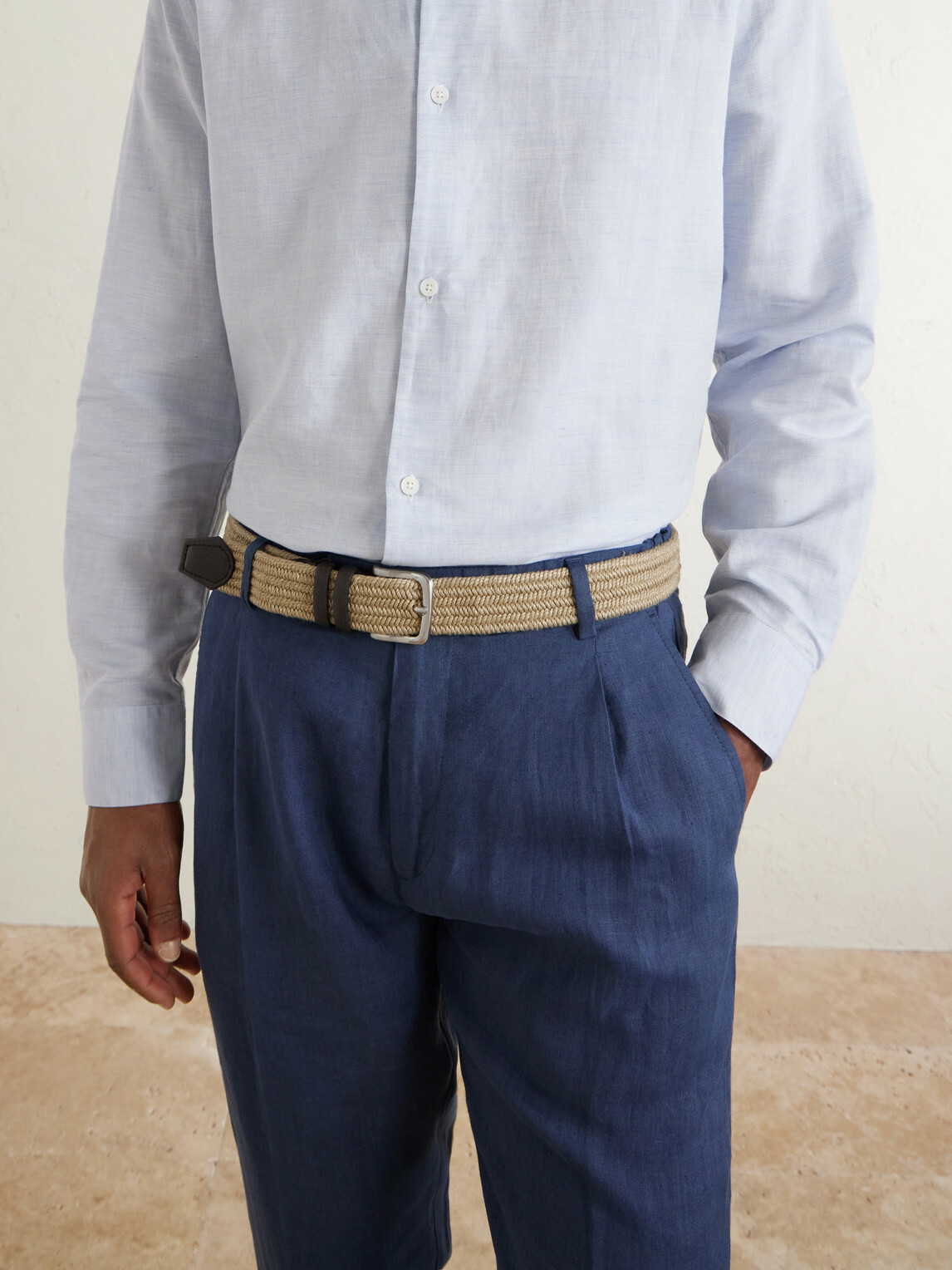 Mr P. - 3.5cm Leather-Trimmed Woven Belt - Neutrals