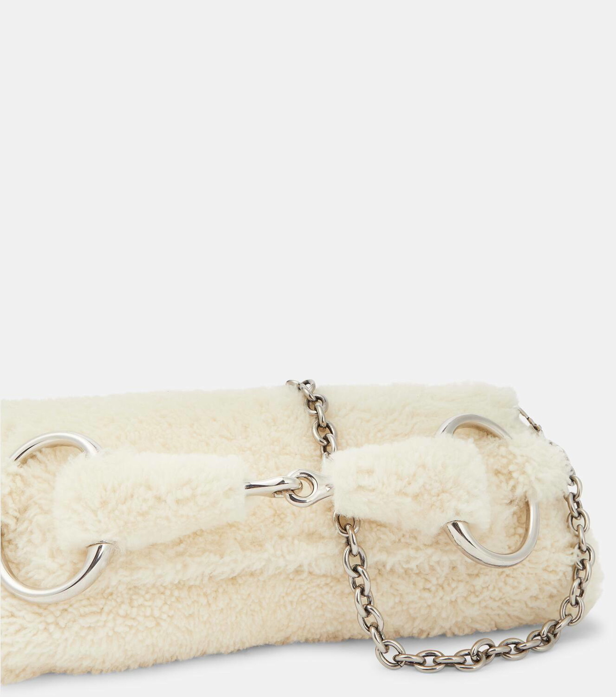 【GUCCI】Horsebit Chain Shearling Medium Shoulder Bag Gucci Horsebit Medium shearling shoulder bag Gucci