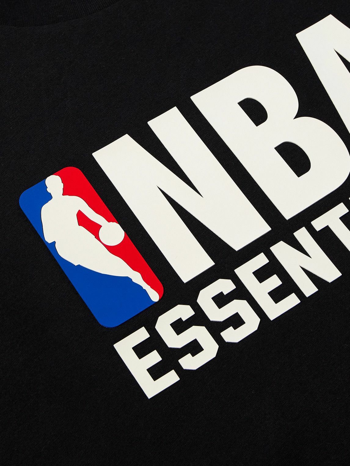 FEAR OF GOD ESSENTIALS - NBA Cropped Appliquéd Cotton-Blend Jersey Hoodie - Black