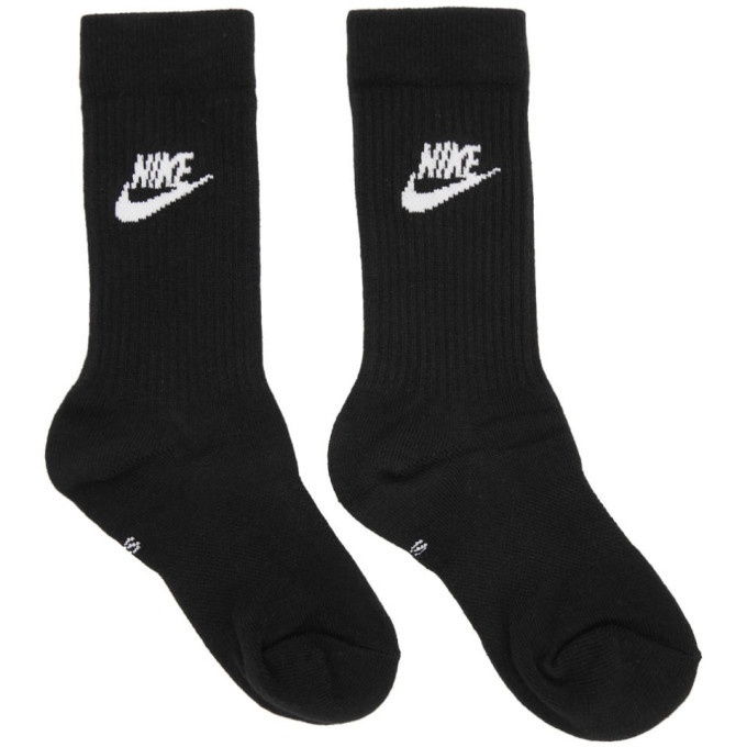 Photo: Nike Three-Pack Black Everyday Essential Crew Socks