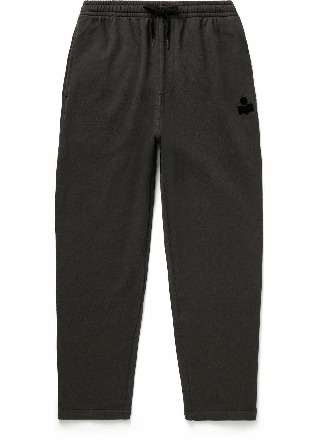 Photo: Marant - Mailesco Logo-Flocked Cotton-Blend Jersey Sweatpants - Black