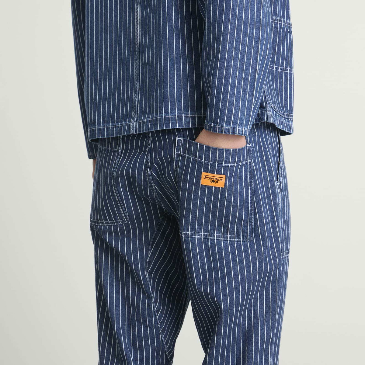 Service Works Men's Pinstripe Denim Chef Pants in Indigo