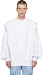 We11done White Shoulder Padded Logo Sweatshirt