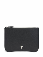 AMI PARIS Paris Paris Leather Zip Pouch