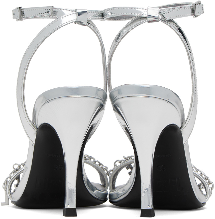 Diesel Silver D Vina Sdl Heeled Sandals Diesel