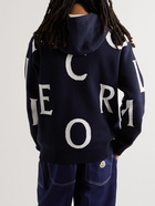 Moncler - Logo-Jacquard Cotton-Blend Hoodie - Blue