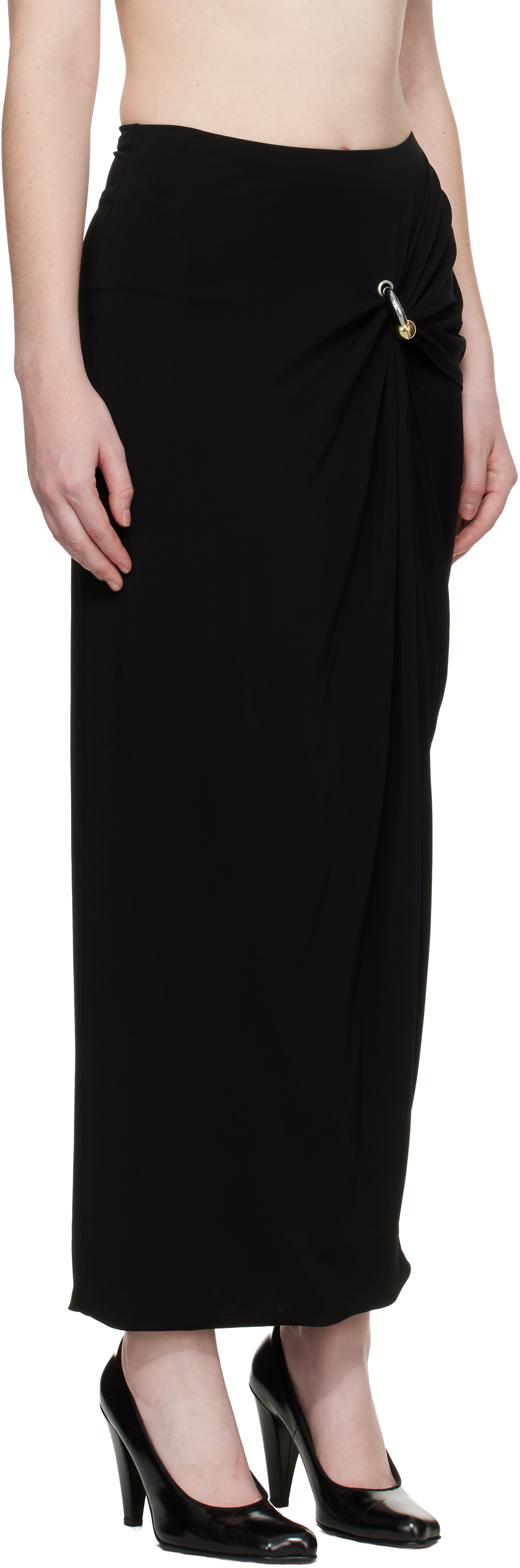 Jean Paul Gaultier Black 'Gaultier Piercing' Double Layer Maxi Skirt
