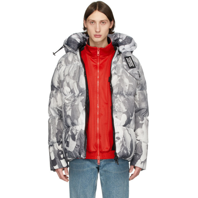 Photo: Burberry Grey Down Rave Print Puffer Jacket