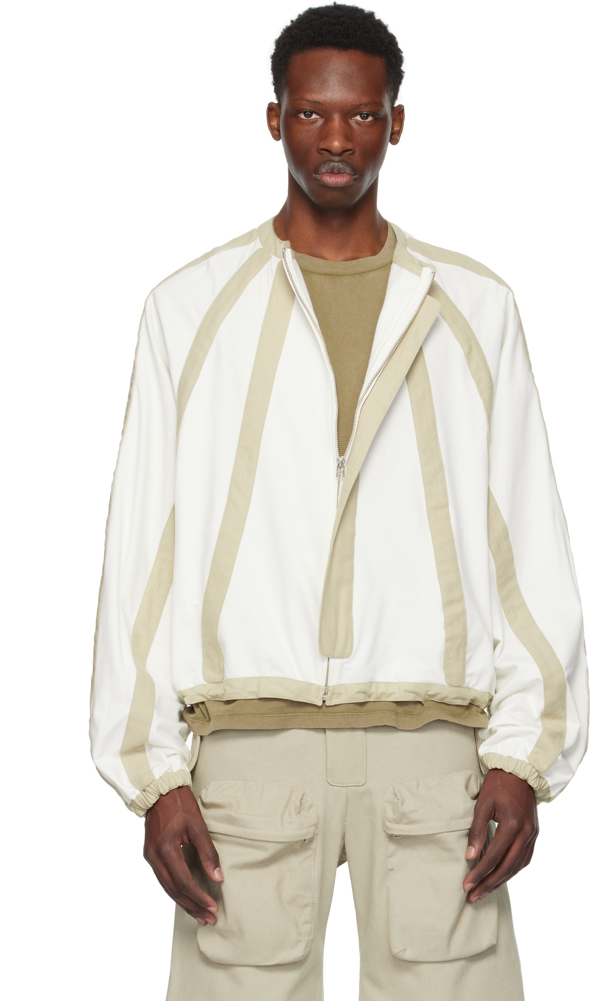 Tondolo White & Taupe Saccharinum Cardigan