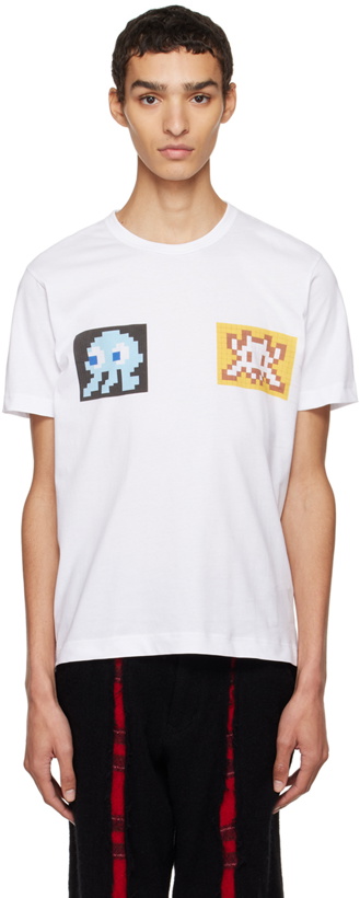 Photo: Comme des Garçons Shirt White Invader Edition Graphic T-Shirt