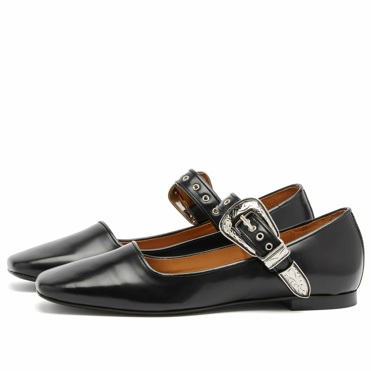 Toga Pulla Women's Buckle Belt Ballet Pumps in Black Toga Pulla