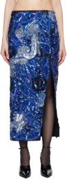 Conner Ives Blue Sequin Maxi Skirt