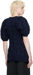 Simone Rocha SSENSE Exclusive Navy Beaded Sweater