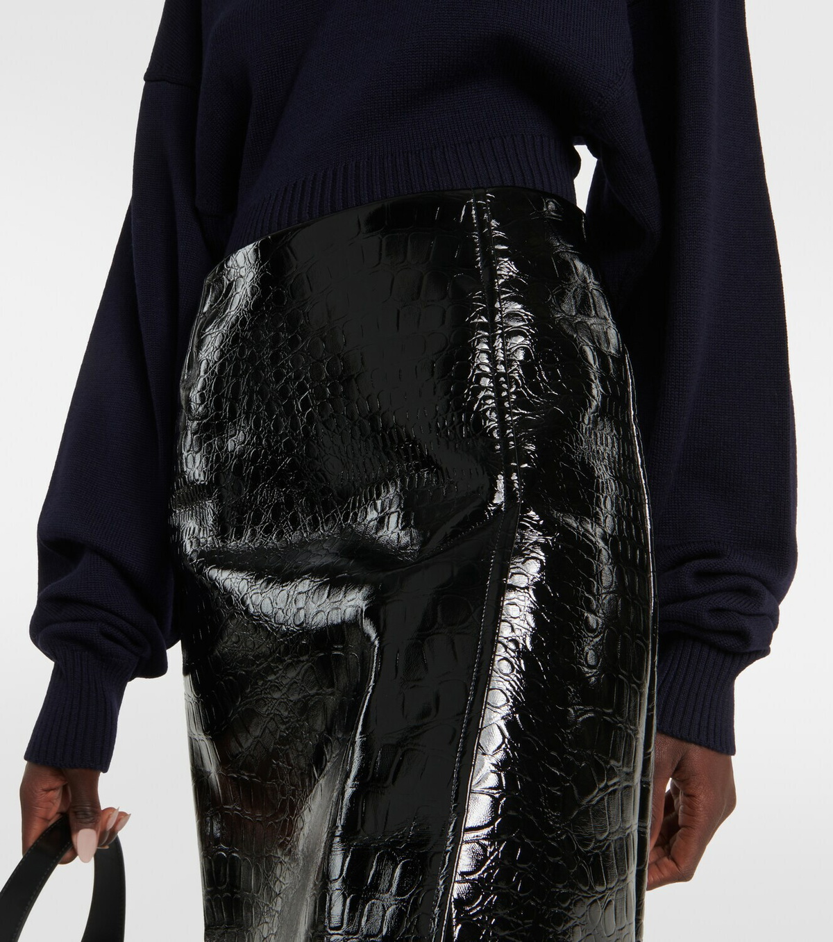 Sportmax Melinda croc-effect faux leather midi skirt Sportmax
